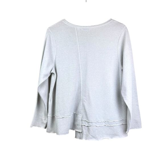 Habitat Light Gray Terry Silver Sparkle Button Raw Edge Cardigan Sweater Top - Picture 5 of 12